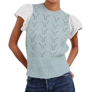 NWT Rails Alpaca Wool Everly Knit Blue Flutter Sleeve Top XS
